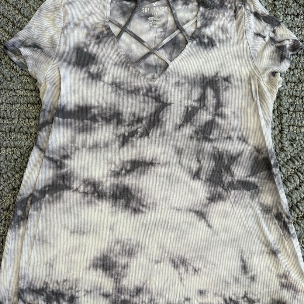 Women's Tie-Dye Top - Black and Gray